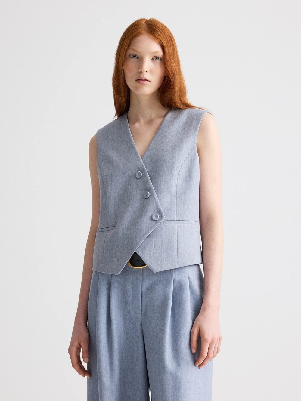 NWT TWP Tyler Blue Italian Wool Twill Vest size small